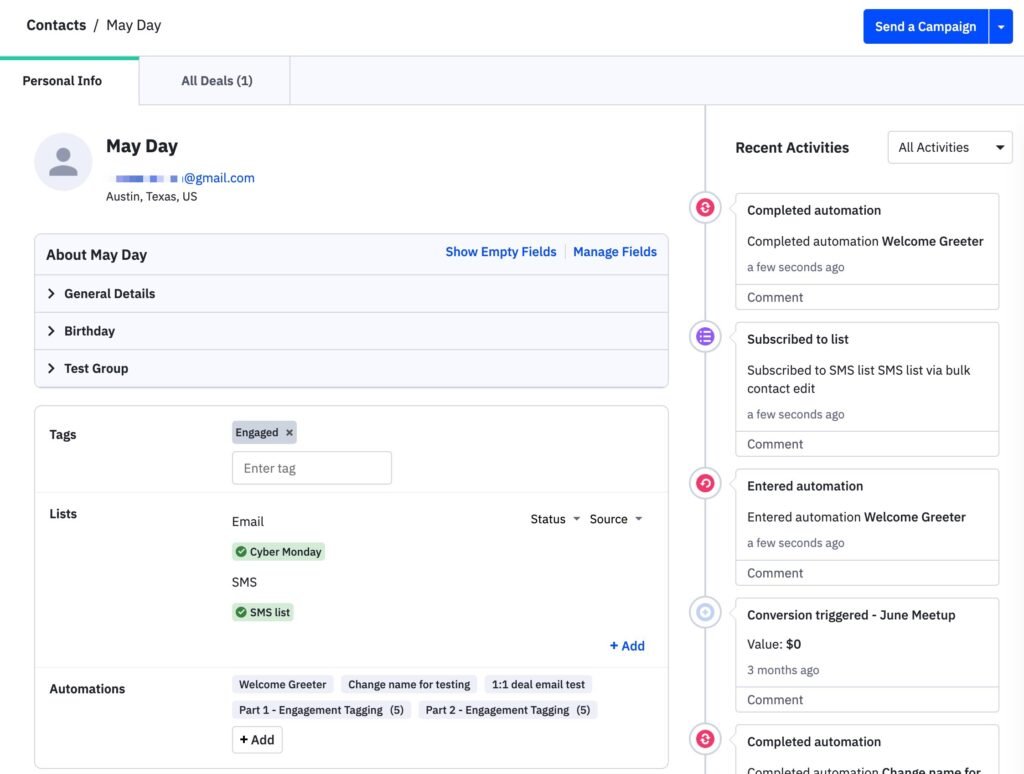 Ejemplo de segmentación de clientes en ActiveCampaign español