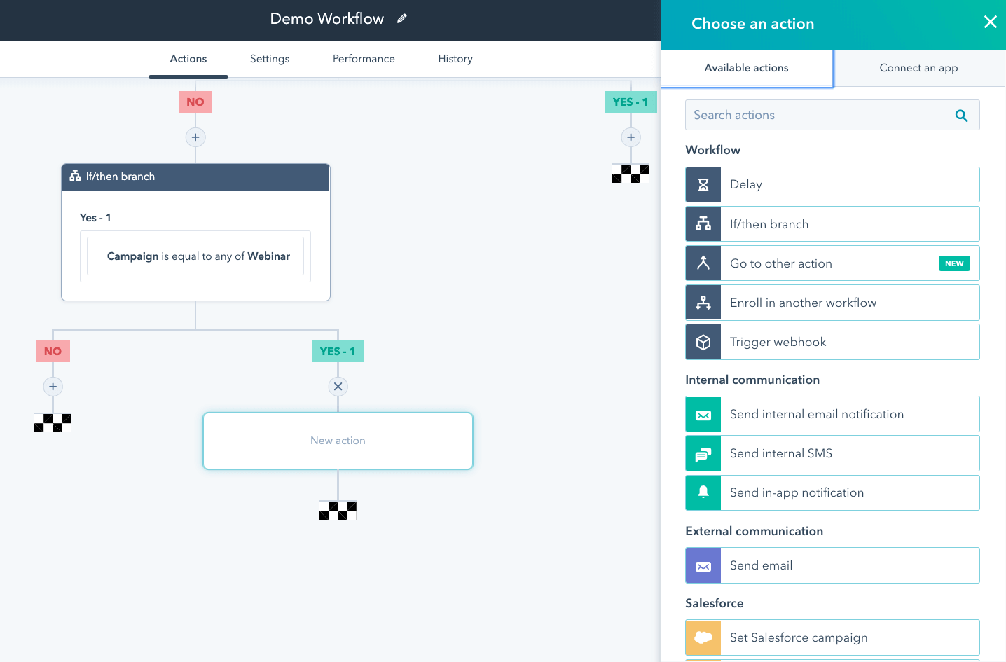 Constructor visual de automatizaciones y workflows en HubSpot