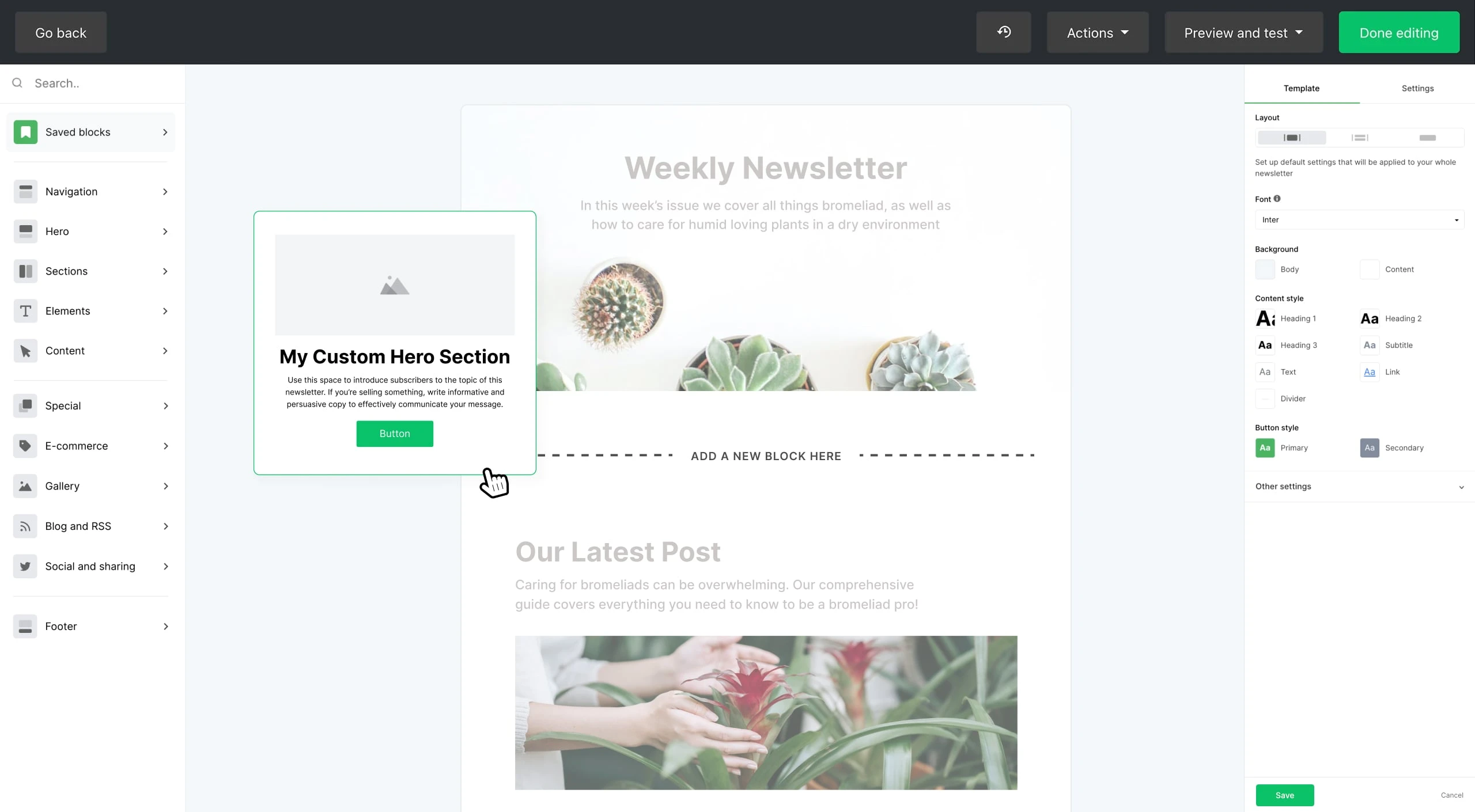 MailerLite opiniones del editor visual de newsletters